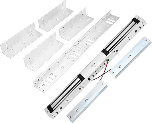 Dual Door Electromagnetic Lock 600lbs | 12V with LED Indicator | NO/NC Options | Fits Double Door Access Control with Z and L Bracket (Dual Door Magnetic Lock 600lbs+Z and L Aluminum Alloy Bracket)