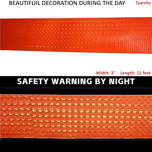 Orange Reflective Tape Outdoor Waterproof 3 inch, High Visibility Industrial Marking Tape, Safety Adhesive Stickers (11 feet)