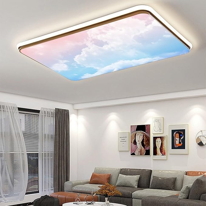 2PCS Fluorescent Light Cover for Ceiling Light Classroom-Cloud Magnetic Light Cover Fluorescent Light Shade Panel,Decorative Film Filter for Reducing Harsh Glare Flicker Home School Office Decorations