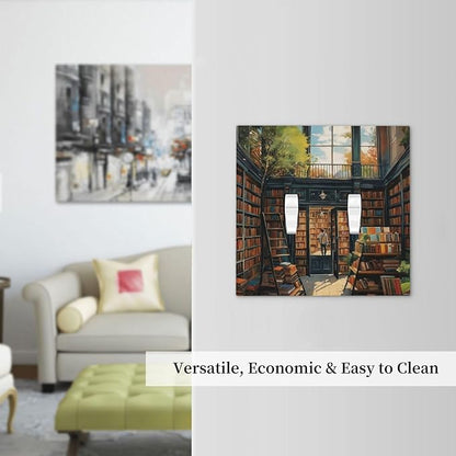Library With A Lot Of Books Light Switch Covers Double Toggle 2 Gang Wall Plate Dual Decorative Switchplate Electrical Faceplate for Farmhouse Decor