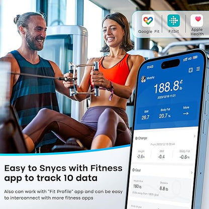 GE Smart Scale for Body Weight, BMI, Body Fat, Muscle Mass, Digital Bathroom Scales 500lbs for Bluetooth Weight Monitor 11.8" Large Platform Weighing Machine Health Analyzer Dark Blue-Button Function