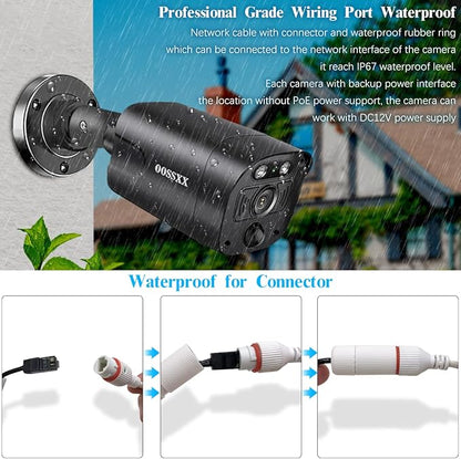 (All-in-One 10.1" IPS 8MP Monitor) 2-Way Audio PoE Outdoor Home Security Camera System Wired Outdoor Video Surveillance IP Cameras System