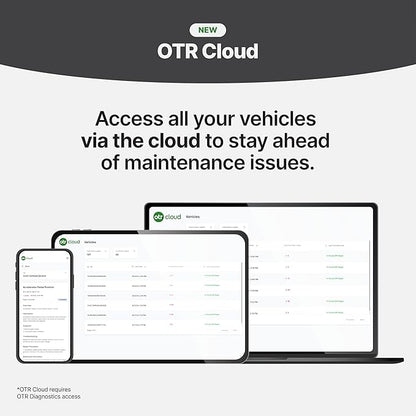 OTR Diagnostics HD Scan Tool (Updated 2025 Adapter): Forced Regen, Read & Reset Fault/P-Codes, Live Data, Bi-Directional Commands, Fault History. iOS/Android, 1-Year Subscription, Premium Support.