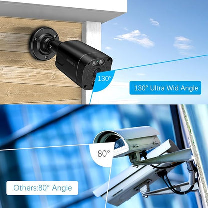 4K/8.0 Megapixel & 130° Ultra Wide-Angle 2-Way Audio PoE Outdoor Home Security Camera System Wired Outdoor Video Surveillance IP Cameras System DVR Set