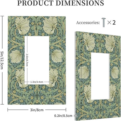 Decorative Outlet Covers Vintage Floral Plant Sage Green William Morris 1 Gang Single Rocker Light Switch Cover Plate Wall Plates GFCI Faceplate for Bedroom Home Decor