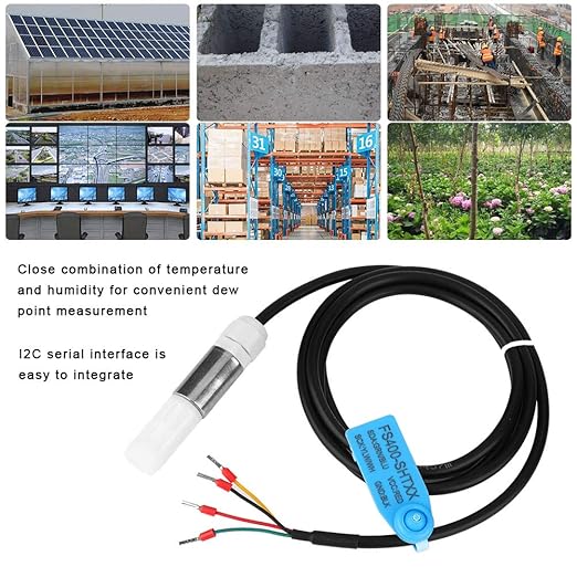 FS400-SHT3X Soil Sensor, Dustproof Temperature Humidity Sensor Stainless Steel Plastic Housing I2C Output, Soil Temperature and Humidity Sensor Probe(SHT35)