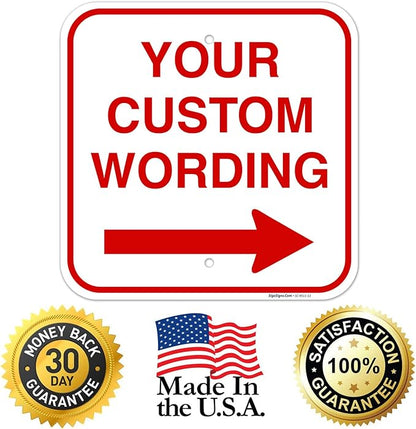 Custom Square Left or Right Arrow Sign, Personalize for Office, Business, Workplace, office, Home, Airbnb, Delivery Signs, 12x12 Inches Yellow, Rust Free .040 Aluminum, Fade Resistant, Made in USA