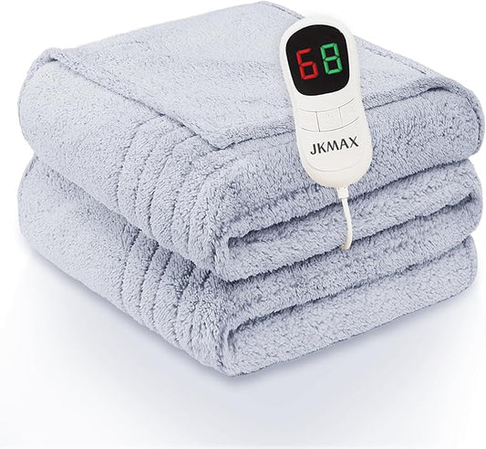 Heated Electric Blanket King Size - 100"x90" Flannel Heating Blanket with 10 Heating Levels & 5 Time Settings Over-Heat Protection, Winter Warmer for Adults with ETL Certification（Grey）