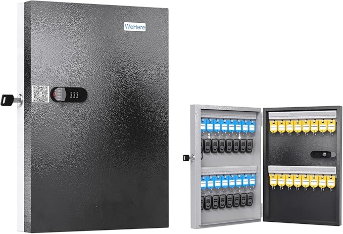 32 Key Lock Box, Key Cabinet Organizer, Key Safe Security Storage Lockbox Holder for Valets, Hotels, Car and House Keys