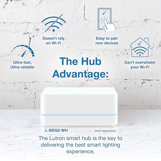Lutron Caseta Original Smart Dimmer Switch (Lutron Smart Hub Required), for LED Lights, 150 Watt, Single-Pole/3-Way, No Neutral Required, PD-6WCL-IV, Ivory