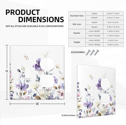 Wallplates Purple Floral Lilac Watercolor Flower Leaves Butterfly Wildflower 1 Toggle 1 Duplex Switch Plate Electrical GFCI Faceplate Decorative Light Switch Covers for Bedroom Home Decor