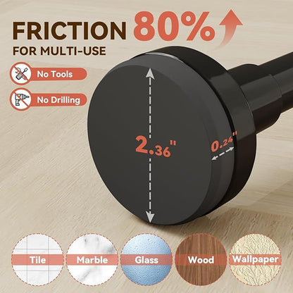 YASONIC Shower Curtain Rod 26-84 Inch, 1 Inch Diameter Tension Curtain Rods No Drilling, Black Shower Rods for Bathroom, Spring Loaded Curtain Rods Adjustable, Anti-Rust Non-Slip Easy Installation