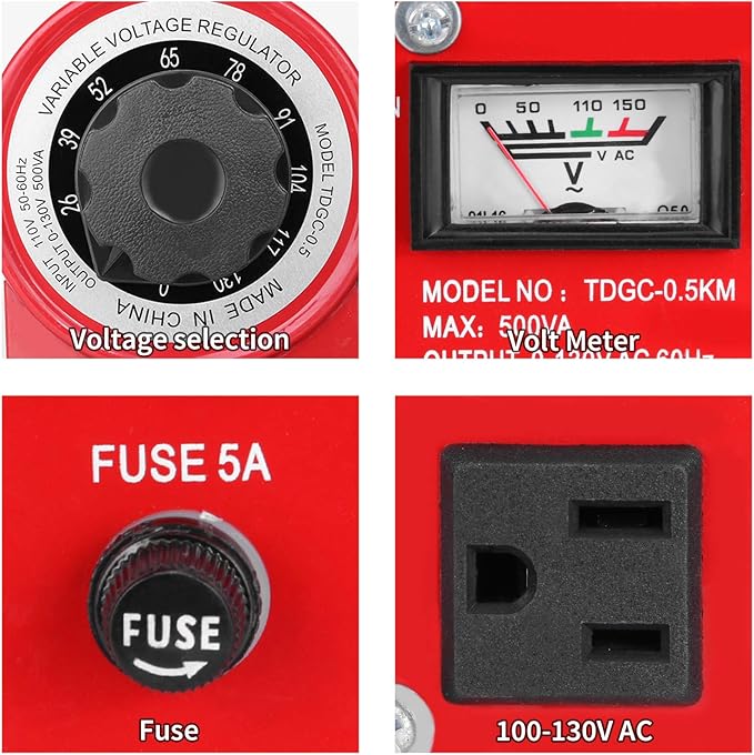 Voltage Transformer 5 Amp Auto AC Variable Voltage Regulator,500VAC Max,120VAC Input, 0-120V/130VAC Output
