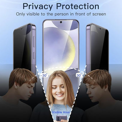 JETech Privacy Screen Protector for Samsung Galaxy S24+ / S24 Plus 5G 6.7-Inch with Camera Lens Protector, Anti-Spy Tempered Glass Film, Fingerprint ID Compatible, 2-Pack Each