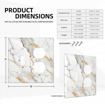 Wallplates Marbling Style White Background Gold Gray Stripes 1 Toggle 1 Duplex Switch Plate Electrical Gfci Faceplate Decorative Light Switch Covers For Bathroom Kitchen Decor
