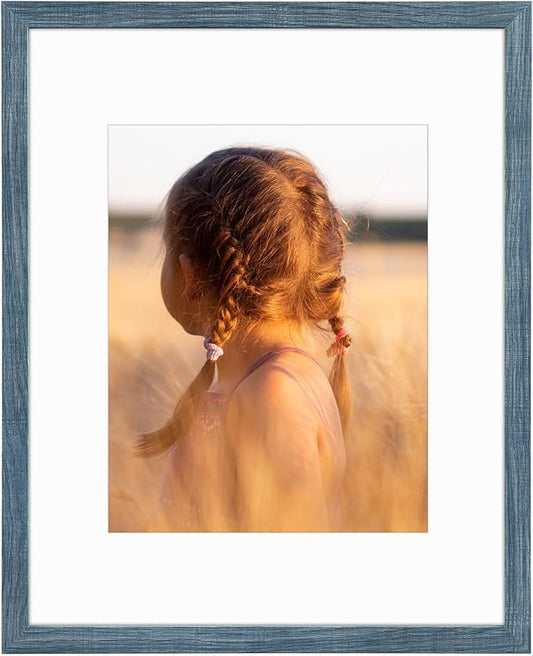 Golden State Art, 16X20 Picture Frame with Mat for 11X14 - High Definition Glass Wall Mounting Horizontal Vertical Display (Blue, 1 Pack)