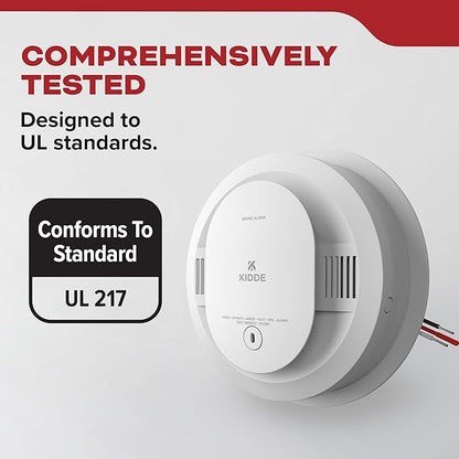 Kidde Hardwired Smoke Detector for Home, AA Battery Backup Alarm, Interconnectable, LED Notifications, 3-Pack