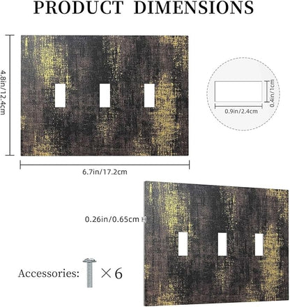 Decorative Switch Plates Vintage Industrial Rusty Metallic 3 Gang Wall Plate Triple Toggle Light Switch Cover Faceplate Electrical Wall Panels For Farmhouse Cabin Decor