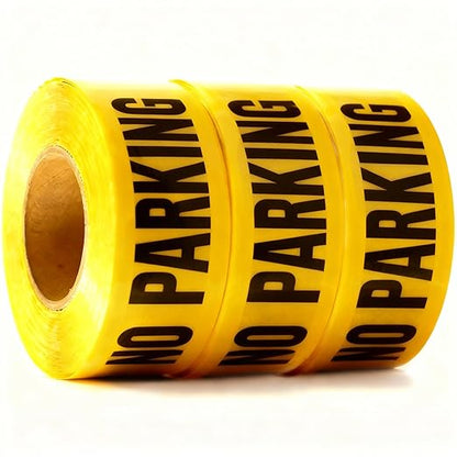 Caution No Parking Tape 3 Pack 3 inch X 1000 feet • Bright Yellow with a Bold Black Print for High Visibility • 3 in. Wide for Maximum Readability • Tear Resistant