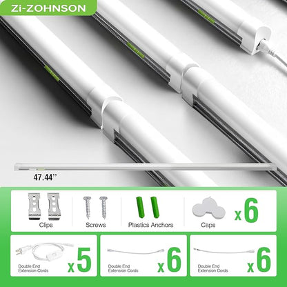 6 Pack Dimmable 4FT Led Shop Lights,30W T8 Integrated LED Tube Light,3000-6500K Tunable,4500LM W Frosted Cover,High Output,Linkable,Plug and Play Lights for Workshop,Garage,Basement,Barn