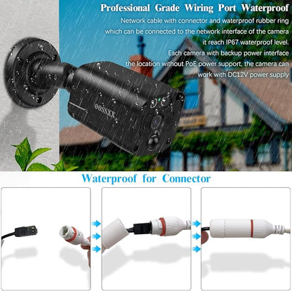 4K/8.0 Megapixel & 130° Ultra Wide-Angle 2-Way Audio PoE Outdoor Home Security Camera System Wired Outdoor Video Surveillance IP Cameras System DVR Set