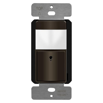 TOPGREENER PIR Motion Sensor Switch, Ambient Light Level Detector, No Neutral Required, 150W LED/CFL, 1/6 HP, Occupancy Vacancy Modes, Ground Wire Required, Single Pole, TDOS5-JM, Brown