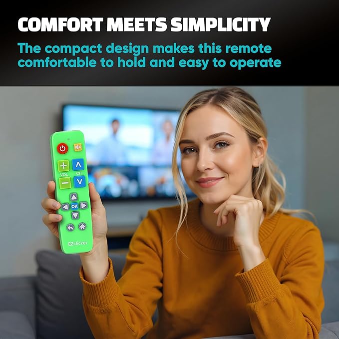 Plus Big Button Universal TV Remote (Green) Simple Easy to Use, Works with Major TV Brands (2xAAA Batteries Not Included)