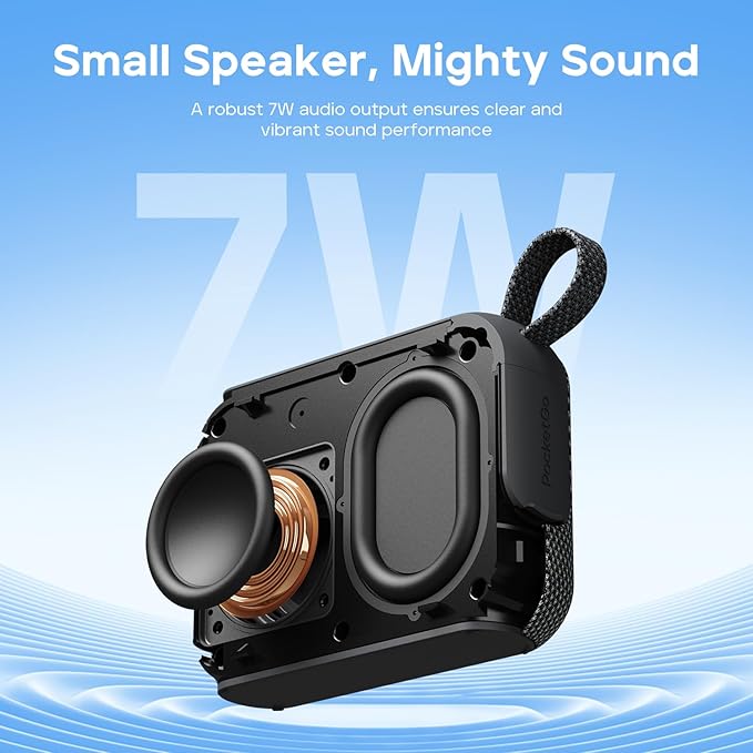 Tribit PocketGo Portable Bluetooth Speaker, 20H Playtime, IP68 Waterproof/Dustproof, Wireless, BT6.0, Shower, Powerful Sound, Custom EQ, TWS, Support TF Card, Floatable, Type-C, Travel/Home (Green)