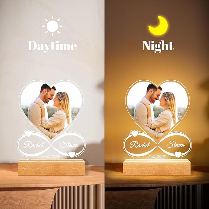 Personalized Picture Frame, Custom Picture Frames, Customized Photo Frame, Personalized Anniversary Valentines Day Gifts for Women Men Her Him Girlfriend Boyfriend Couple Mom Dad Baby Kid Family