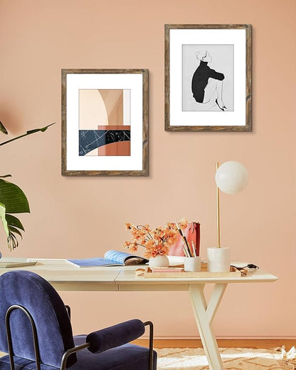 Golden State Art, 16x20 Picture Frame With Mat for 11x14 - High Definition Glass Wall Mounting Horizontal Vertical Display (Light Brown, 1 Pack)