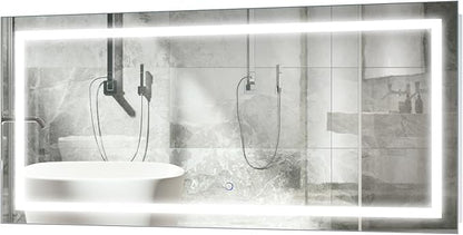 Krugg | Large 48 Inch X 24 Inch LED Bathroom Mirror | Lighted Vanity Mirror Includes Dimmer & Defogger | Wall Mount Vertical or Horizontal Installation
