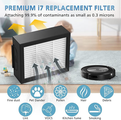 Filter Replacement for iRobot Roomba e, i and j Series i7 i7+/plus i3 i3+ E5 E6 E7 i4 i6 i6+ i8 i8+ Robot Vacuum Cleaners parts, 12 Pack High Efficiency 4639161 Filters