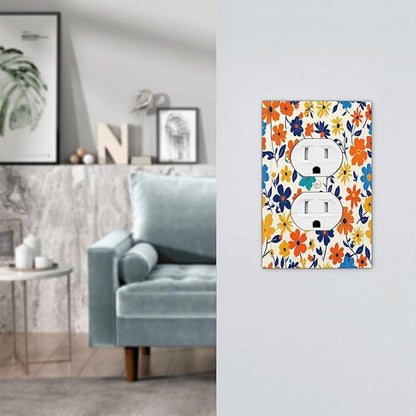 Nature Flowers Botany Plant Art Floral Outlet Covers 1 Gang Duplex Light Switch Cover Wall Plate Decorative Switch Plates Electrical Receptacle Faceplate for Bedroom Bathroom Decor