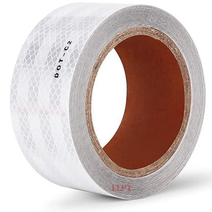 LLPT Reflective Tape 2” x 33 Ft DOT-C2 High Visibility Safety Tape Flexible Waterproof Intense Reflector for Trailer Truck Car RV Boat Camper Color White (RT203W)
