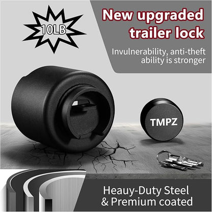 TMPZ Upgraded Heavy Duty Steel Trailer Hitch Lock for 2-5/16 Inch Couplers – Coupler Lock Secures Safety Chains, Anti-Theft Weatherproof Protection for RV, Boat, Camper & Utility Trailers (Black)