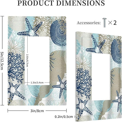 Decorative Outlet Covers Blue Starfish Brown Coral Ocean 1 Gang Rocker Light Switch Cover Plate Single Wall Plates for Electrical Outlets Switch Plate Covers Faceplate for Girlroom Home Decor