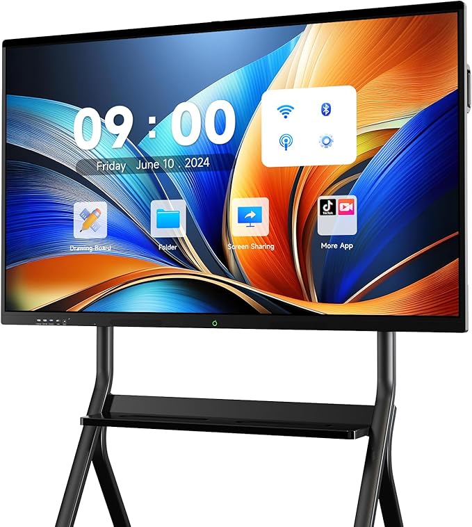 MWE 55'' Smart Board,Electronic Interactive White Board with 4K Touchscreen Display Built in UHD Camera Open App Ecosystem Digital Whiteboard for Business Office Classroom Home (Wall-Mounted,55'')