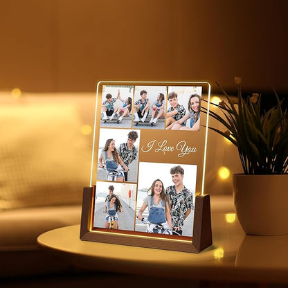Personalized Couple Birthday Gifts For Boyfriend Girlfriend Him Her, Custom Light Up Picture Frame Night Light Acrylic Plaque, I Love You Anniversary Christmas Gifts For Women Men Husband Wife