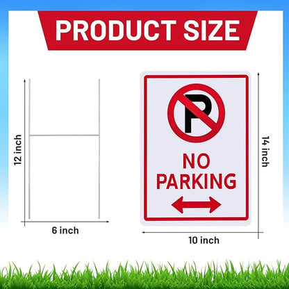 Kigley 12 Pcs No Parking Signs with H Stake 14 x 10" Plastic Waterproof Double Sided No Parking Outside Signs, Weatherproof and Fade Resistant, Easy to Mount