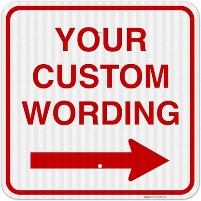 Custom Square Left or Right Arrow Sign, Personalize for Office, Business, Workplace, office, Home, Airbnb, Delivery Signs, 18x18 Inches Yellow, 3M EGP Reflective .063 Aluminum, Fade Resistant,