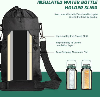 64oz Glass Water Bottle with Straw and Sleeve Half Gallon Motivational Water Bottle with Time Marke and Strap 2L Leakproof Borosilicate Reusable Water Jug for Gym Outdoors