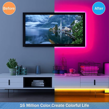 KEELIXIN LED Lights Music Sync RGB LED Strip Lights with APP & Remote Control (130ft)