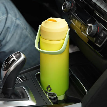 BJPKPK Insulated Water Bottle with Straw Lid, 18oz Thermo Water Bottles, Flex Handle & Non-slip Boot, BPA Free Leak Proof Stainless Steel Metal Thermo, Tumblers, Cups,Twilight Blue