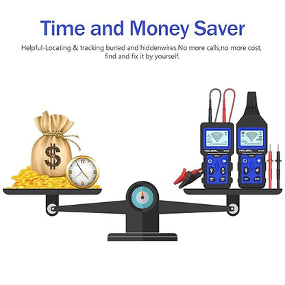 Underground Wire Locator, Cable Tester with Rechargeable 1500mAh Battery for 12-400V DC/AC Voltage Lines, Wire Tracker for Wall Cables, Electrical Lines, Water and Gas Supply Pipeline Path