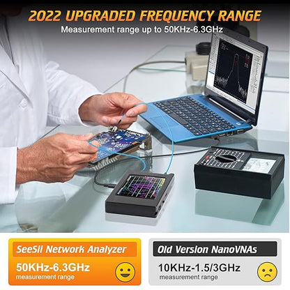 Upgraded NanoVNA 50kHz-6.3GHz Vector Network Analyzer, Seesii 4 inch Antenna Analyzer with MicroSD Slot, Support Data Storage,Measure S Parameters HF VHF UHF SWR Phase Delay Smith Chart