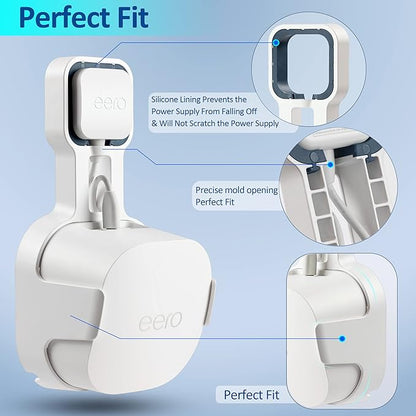 Wall Mount Holder for EERO 6+ Mesh WiFi System, Space Saving Outlet Wall Mount Bracket for EERO 6+ Router with Cord Management and Easily Moved(2 Pack)