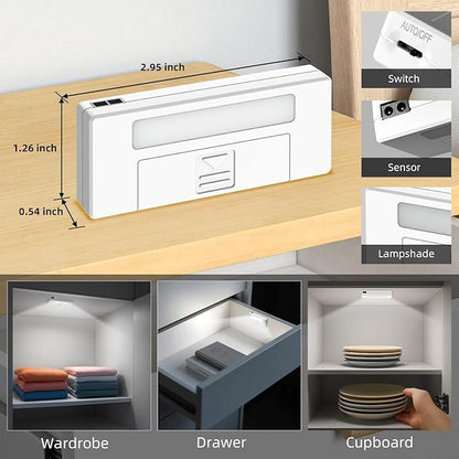 Drawer Lights When Open, 6-Pack Closet Lights Battery Operated with Door Sensor, Cabinet Lights When Open for Drawer, Pantry, Kitchen, Gun Safe, Wardrobe