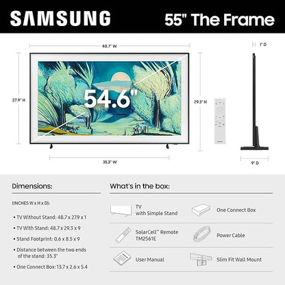 Samsung 55-Inch Class The Frame LS03F 4K QLED Smart TV (2025 Model) Slim Fit Wall Mount, Modern Frame Design, NQ4 AI Gen2 Processor, Art Mode, Artful Picture Quality, Samsung Vision AI, Alexa Built-in