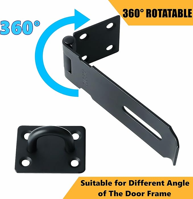 Alise 2pcs Door Locks Hasp Latch,5 Inch SUS 304 Stainless Steel Safety Packlock Clasp Hasp Lock Latch,with Fixing Screw for External Doors Window Cabinet Pet Cage, MS9B-5C-2P