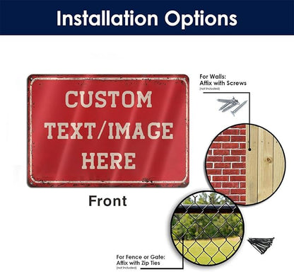 Custom Sign with Directional Arrow Rustic, Personalized Wall Decor, Vintage Metal Signs, 14''x10'' Customized Retro Aluminum Sign for Home Office Bar Yard Garden Outdoor Gift